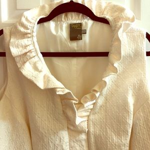 Off-white sleeveless dress with ruffle detail